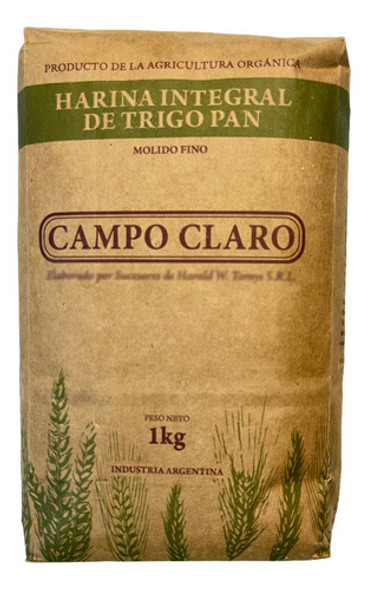 Harina Integral Fina Organica Campo Claro 10x 1kg 0