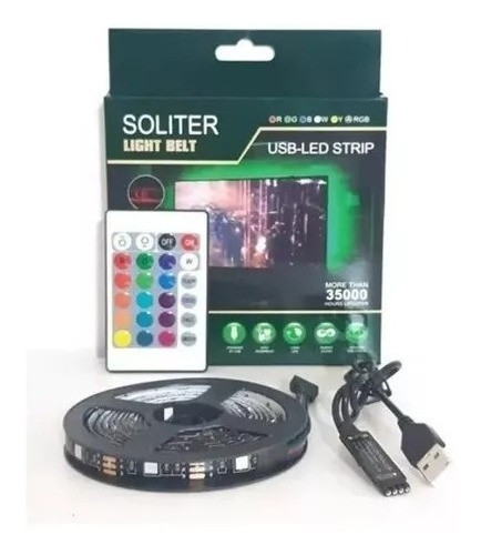 Tira Luces Led Rgb 5050 Usb 2mts Decoracion Tv Gamer Pc 0