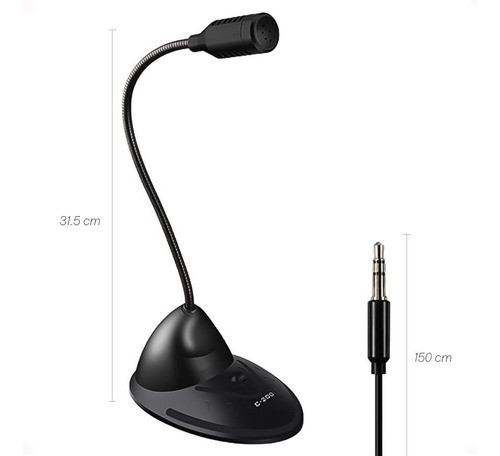 Microfono Computadora Pie Boton Silencio Jack 3.5 Mm 1