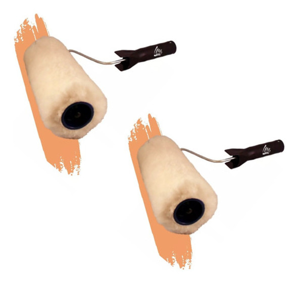 Rodillo Cuero Lanar 100% Lana Pelo Largo 17cm X50mm X2 Unid 0