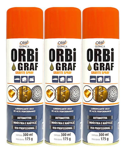3 Lubrificante Grafite Spray A Seco Alta Performance 300ml 0