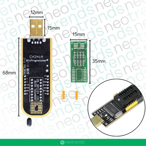 Programador Ch341a + Pinza + Cable Memorias Bios 24 25 1