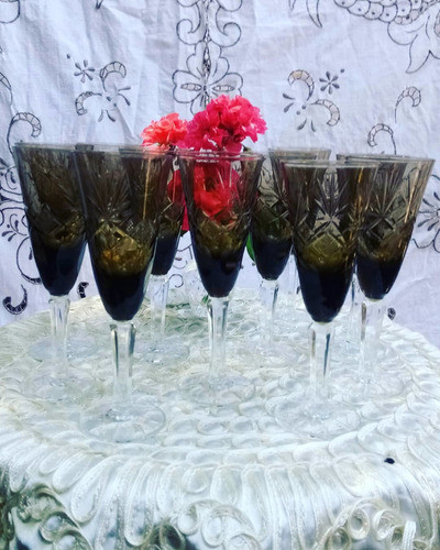 Copas En Cristal Tallado Negro. (no Envío) 0