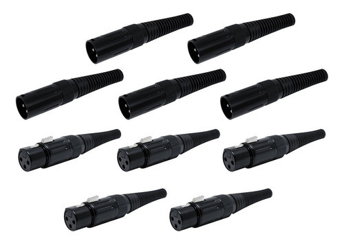 Kit 10 Plugs Conector Xlr Canon Macho/femea Microfone Dmx 0