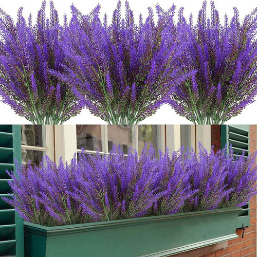 12 Flores Artificiales De Lavanda Realista - Morado 0