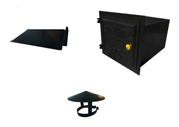 Forno Ferro Fundido G Frente Ferro + Registro + Chapéu 0