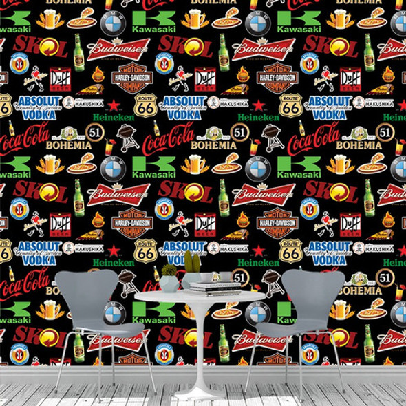 Papel Parede Adesivo Gourmet Marca Bebidas Bar Colorido 3,0m 0
