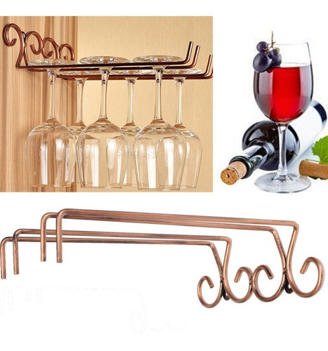 2rows Colgante Vidrio De Vino Rack Pared Copas Sostenedor De 0