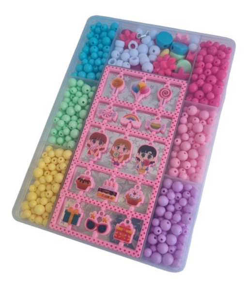 Kit Para Fazer Pulseiras Bijuteria Infantil Miçangas C/caixa 0