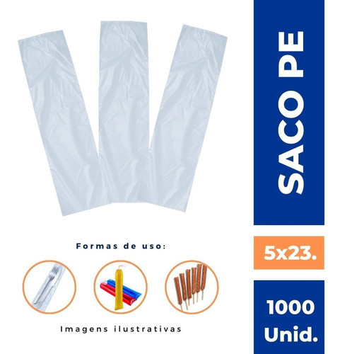 Saco Plástico Gelinho Geladinho Sacolé Kafta 5x23 Com 1000un 1