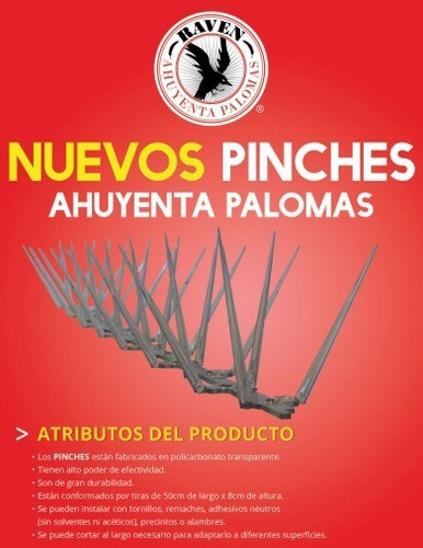 Pinchos Ahuyenta Palomas, Pinches Anti Aves Raven X 10 U 1