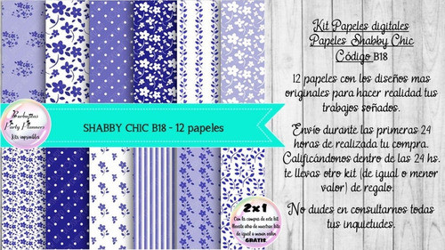 Papeles Digitales Shabby Chic Vintage Azul B18 1
