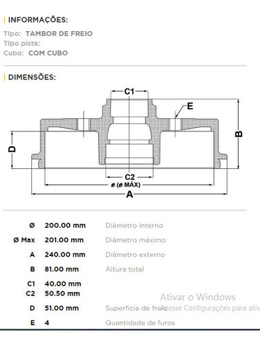Par Tambor Freio Traseiro C/cubo Polo Classic 1.8 95 A 2000 1