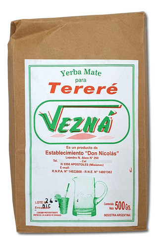 Yerba Mate Vezná Tradicional Canchada Tereré 500gr 0