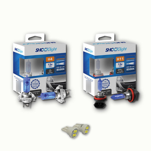 Lâmpadas Super Brancas 8500k +led T10 Vw Voyage G6  H4 + H11 1