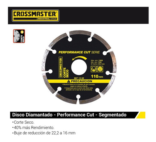 Discos Diamantados Segmentados Corte Seco 115 Mm Crossmaster 1