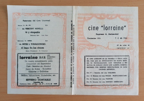 Programa Cine Lorraine - La Quimera Del Oro Octubre 1962 0