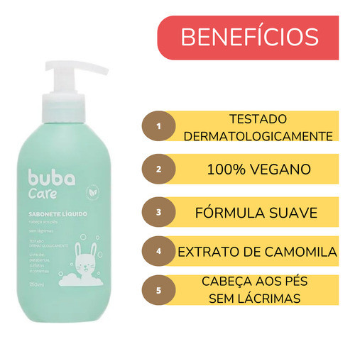 Sabonete Líquido Cabeça Aos Pés Infantil 250ml Vegano Buba 1