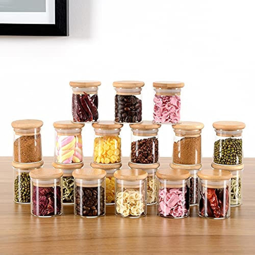 Zpgxlrz 20 Tarros De Vidrio Para Especias Con Tapas Hermétic 1
