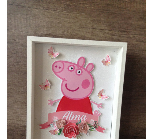Cuadrito Box Peppa Con Aplicaciones 3d Decoracion Mesa Dulce 1