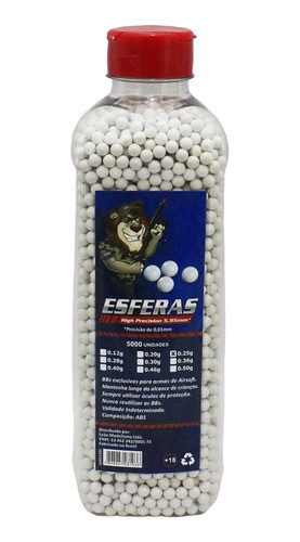 Munição Bbs 6mm Leao 0.25g Airsoft 5000un Pistola E Aeg 0