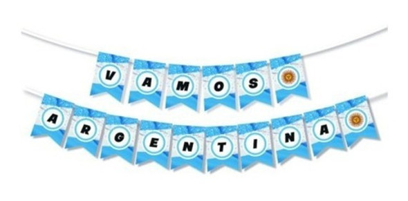Banderin Vamos Argentina Guirnalda Celeste Y Blanco Mundial 0