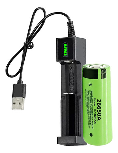 Cargador Con Pila 26650a 3.7 V Alta Capacidad Luz Indicador 0