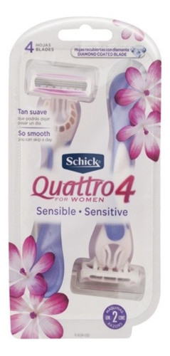 2 Aparelho Barbear Quattro For Women Sensitive Descartavel 0