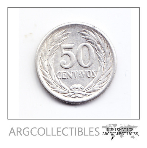 El Salvador Moneda 50 Centavos Plata 900 Año 1953 Km-138 Xf 1