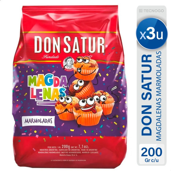Magdalenas Don Satur Marmoladas Vainilla Chocolate - Pack X3 0