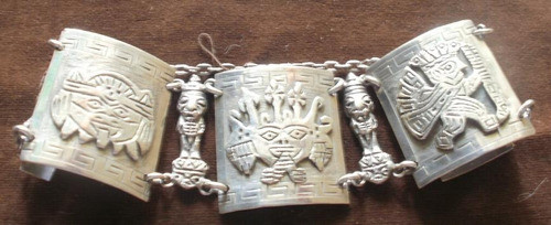 Pulsera De Plata Inca Americana Con Imágenes Prehispanica 1