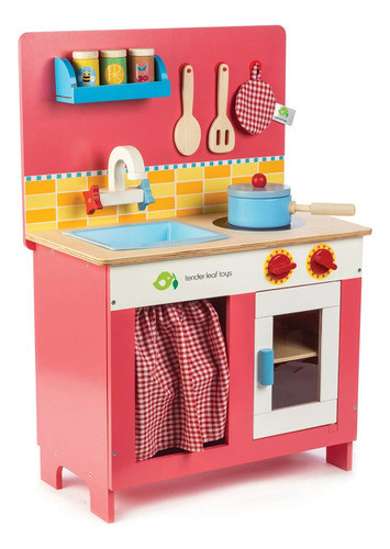 Cocina Pastel Cereza Tender Leaf Juego Niñez Madera Niño Tx 0