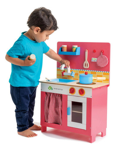 Cocina Pastel Cereza Tender Leaf Juego Niñez Madera Niño Tx 1