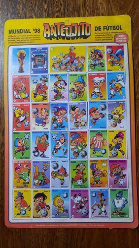 Póster Anteojito Mundial Fútbol Francia 1998 35 Figuritas 0