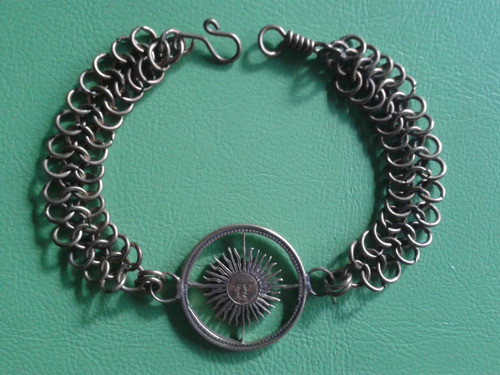Pulsera Moneda Calada Cota De Malla 0