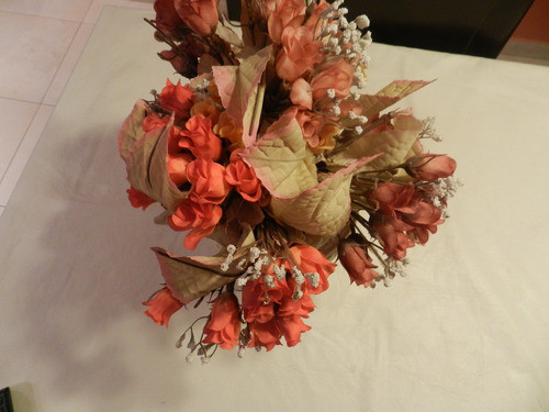Florero Vasija Jarrón Con Flores De Tela 1