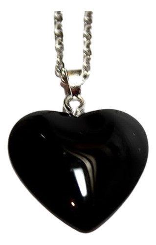 Cristal Corazon Obsidiana Con Cadenita 0