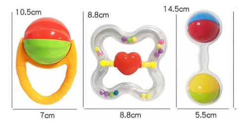 3 Chocalhos Mordedor Infantil Bebê Baby Brinquedo Seguro 1
