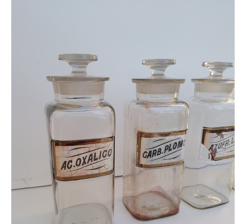 Par D Antiguos Frascos Farmacia Boticario Cierre Esmerilado 1
