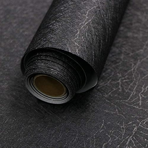Papel Tapiz Autoadhesivo 45cm X 3m Texturado Seda Negro 0