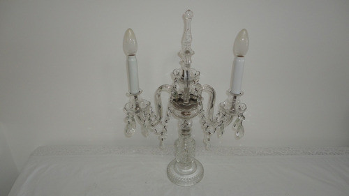 Fina Lampara De Cristal Antigua 2 Luces Impecable Veala 1