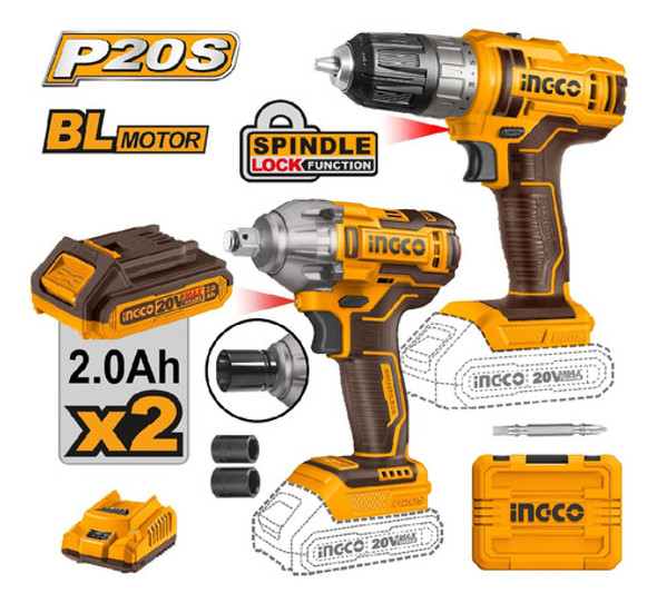 Set Llave Impacto Y Atornillador 20v P20s Ingco Cosli230702 1