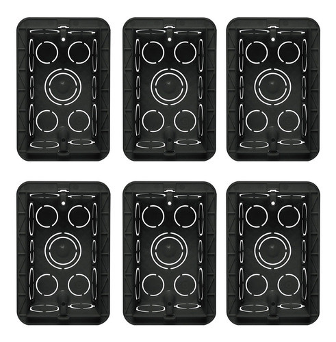 Kit 6 Caixas Embutir Para Alvenaria 4x2 Preto Pial 0