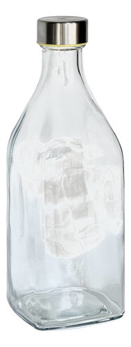 Botella De Vidrio Cuadrada Con Tapa Acero - Trendy Corner 0