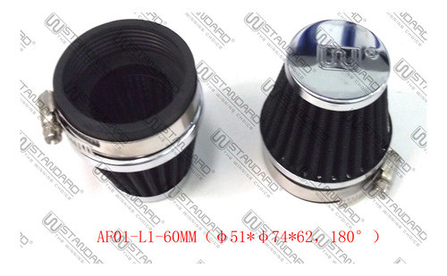 Filtro Aire Conico Metalico Cromo 60mm Universal W Standard 1