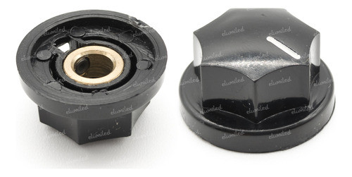 2 Perillas Potenciometro 24mm X 13mm Buje Bronce Negra 0