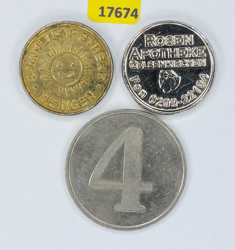 17674 Três Antigos Tokens Alemães Metal 1