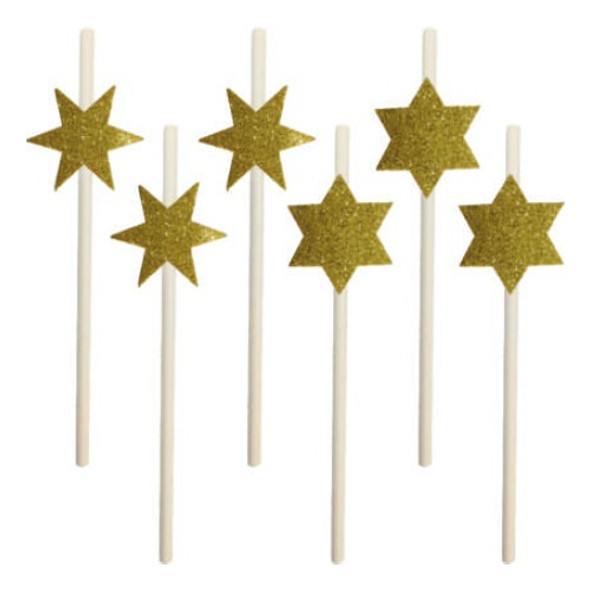 6 Canudos Drink Ano Novo Estrela Dourada Eva Vivarte 0