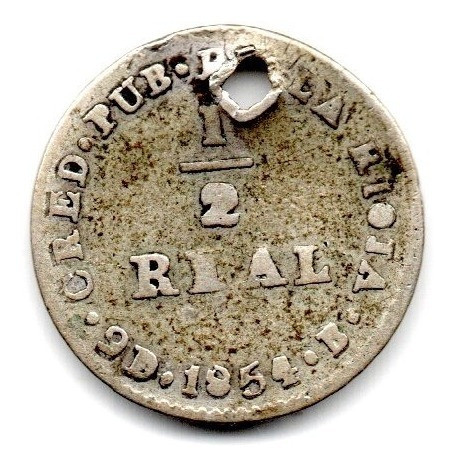 Confederacion Argentina Moneda 1/2 Real Plata 1854 La Rioja 1