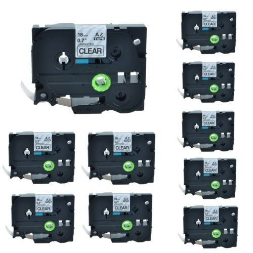 Paquete De 10 Tz-141 Negro Sobre Cinta Etiqueta Clara Tze-14 0